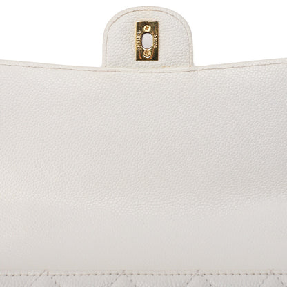 CHANEL Wood Chain Shoulder Bag Caviar Skin Wood Pattern Single White Gold-Tone Hardware, Pre-Owned