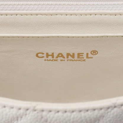 CHANEL Wood Chain Shoulder Bag Caviar Skin Wood Pattern Single White Gold-Tone Hardware, Pre-Owned
