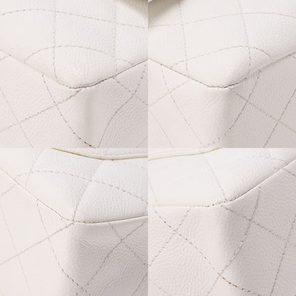 CHANEL Wood Chain Shoulder Bag Caviar Skin Wood Pattern Single White Gold-Tone Hardware, Pre-Owned