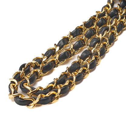 CHANEL Lambskin Matelasse Straight Flap Tang Lock Double Flap Chain Shoulder Bag Black Gold-Tone Hardware, Pre-Owned