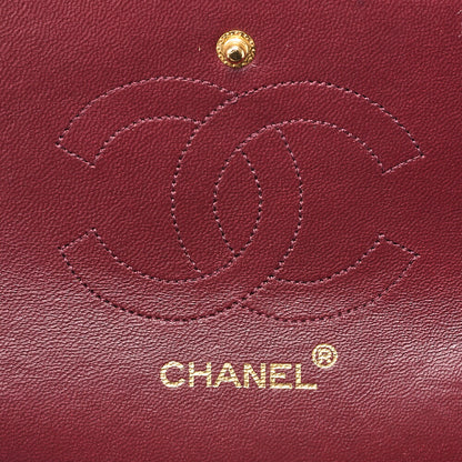 CHANEL Lambskin Matelasse Straight Flap Tang Lock Double Flap Chain Shoulder Bag Black Gold-Tone Hardware, Pre-Owned