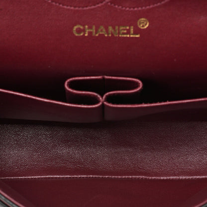 CHANEL Lambskin Matelasse Straight Flap Tang Lock Double Flap Chain Shoulder Bag Black Gold-Tone Hardware, Pre-Owned