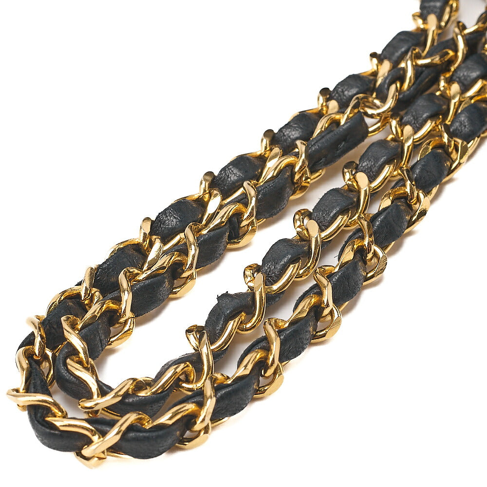 CHANEL Lambskin Matelasse 25cm Double Flap Chain Shoulder Black Gold-Tone Hardware, Pre-Owned