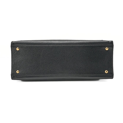 CHANEL Chanel Caviar Skin Turn Lock Outside Flap Logo Charm Double Chain Shoulder Black Gold-Tone Hardware, Pre-Owned