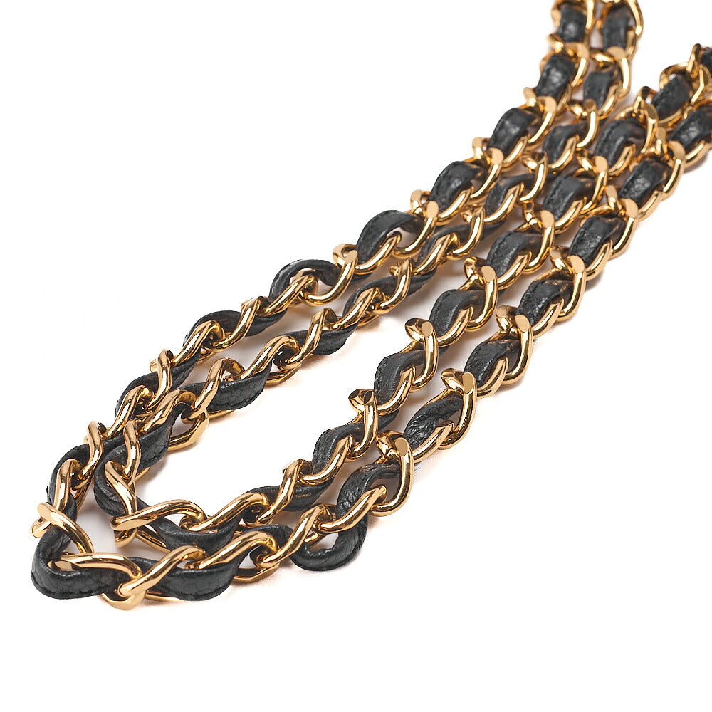 CHANEL Chanel Caviar Skin Turn Lock Outside Flap Logo Charm Double Chain Shoulder Black Gold-Tone Hardware, Pre-Owned