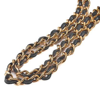 CHANEL Chanel Caviar Skin Turn Lock Outside Flap Logo Charm Double Chain Shoulder Black Gold-Tone Hardware, Pre-Owned