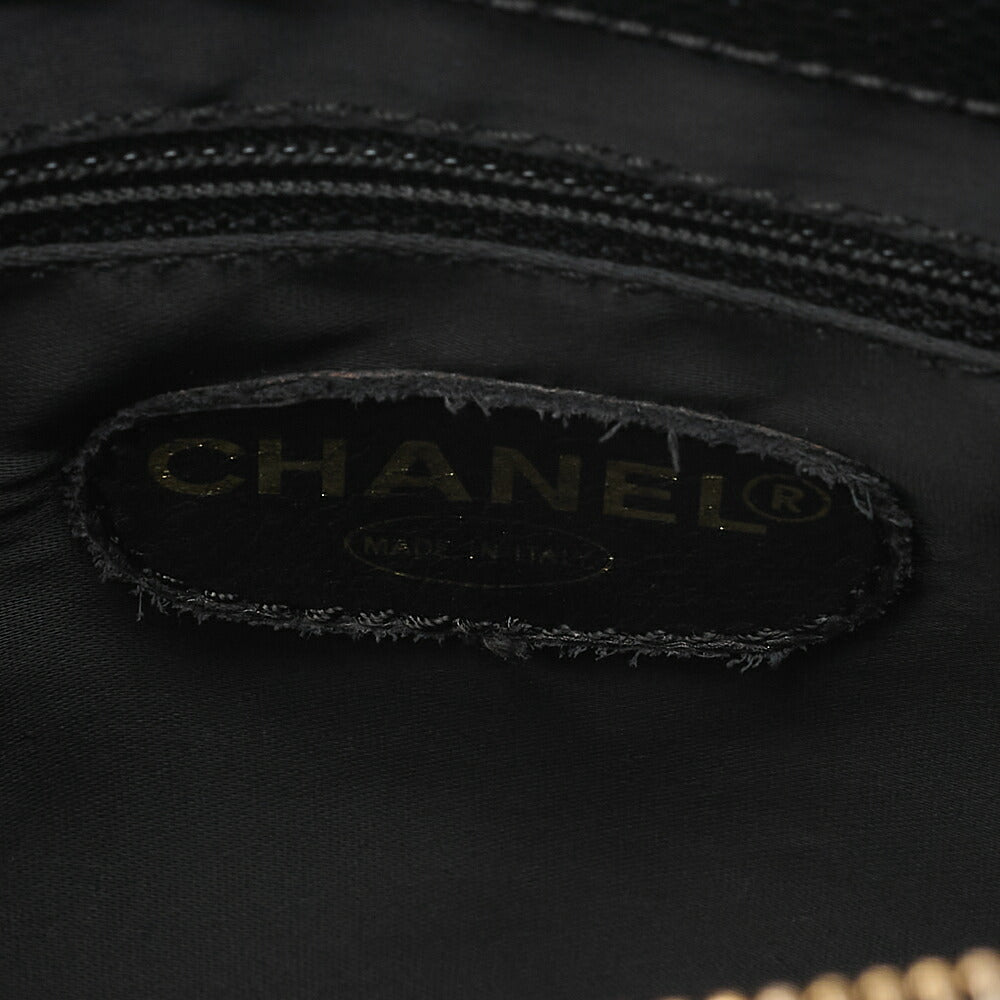 CHANEL Chanel Caviar Skin Turn Lock Outside Flap Logo Charm Double Chain Shoulder Black Gold-Tone Hardware, Pre-Owned