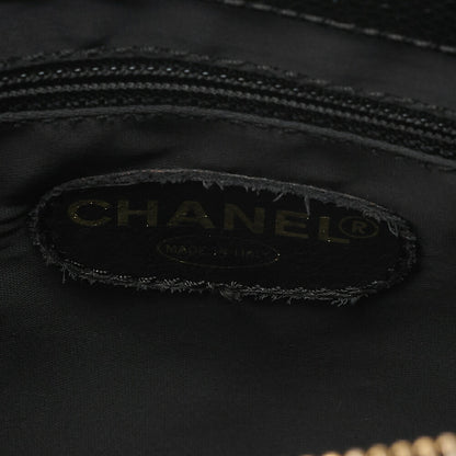 CHANEL Chanel Caviar Skin Turn Lock Outside Flap Logo Charm Double Chain Shoulder Black Gold-Tone Hardware, Pre-Owned