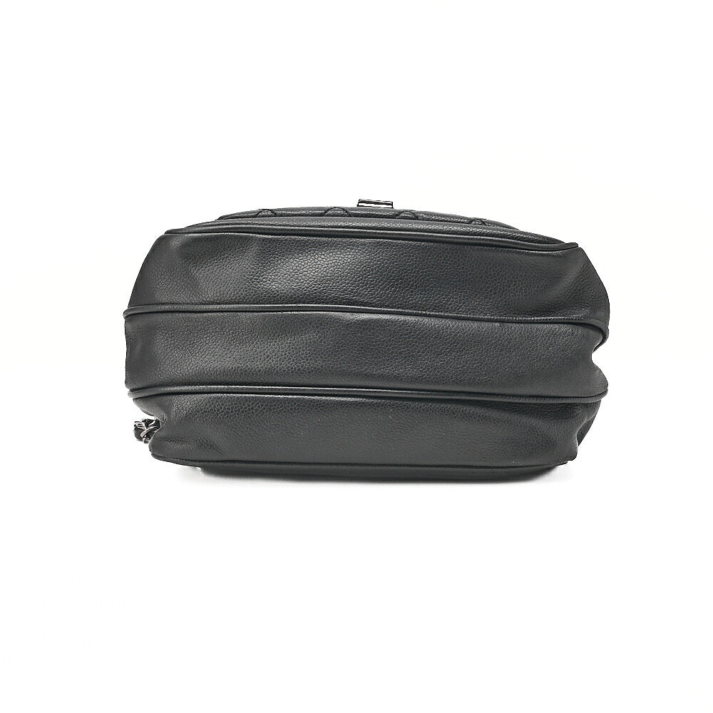 CHANEL Caviar Skin Matelasse 2.55 Lock One Shoulder Black Silver-Tone Hardware, Pre-Owned