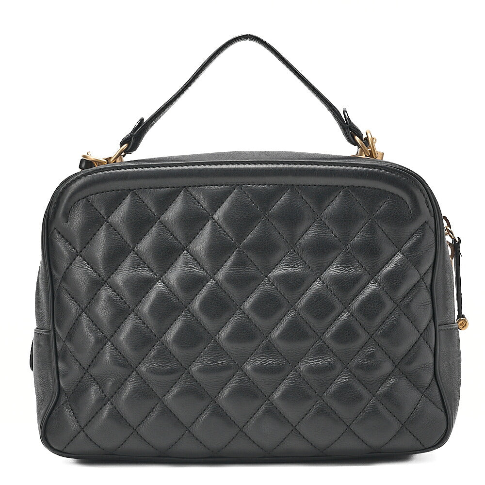 CHANEL Lambskin Matelasse 2-way Handbag Chain Shoulder Lambskin Black Gold-Tone Hardware, Pre-Owned