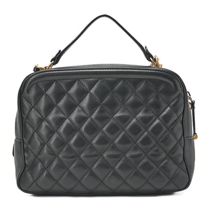 CHANEL Lambskin Matelasse 2-way Handbag Chain Shoulder Lambskin Black Gold-Tone Hardware, Pre-Owned