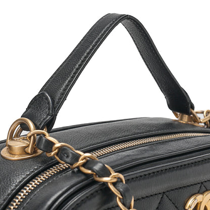 CHANEL Lambskin Matelasse 2-way Handbag Chain Shoulder Lambskin Black Gold-Tone Hardware, Pre-Owned