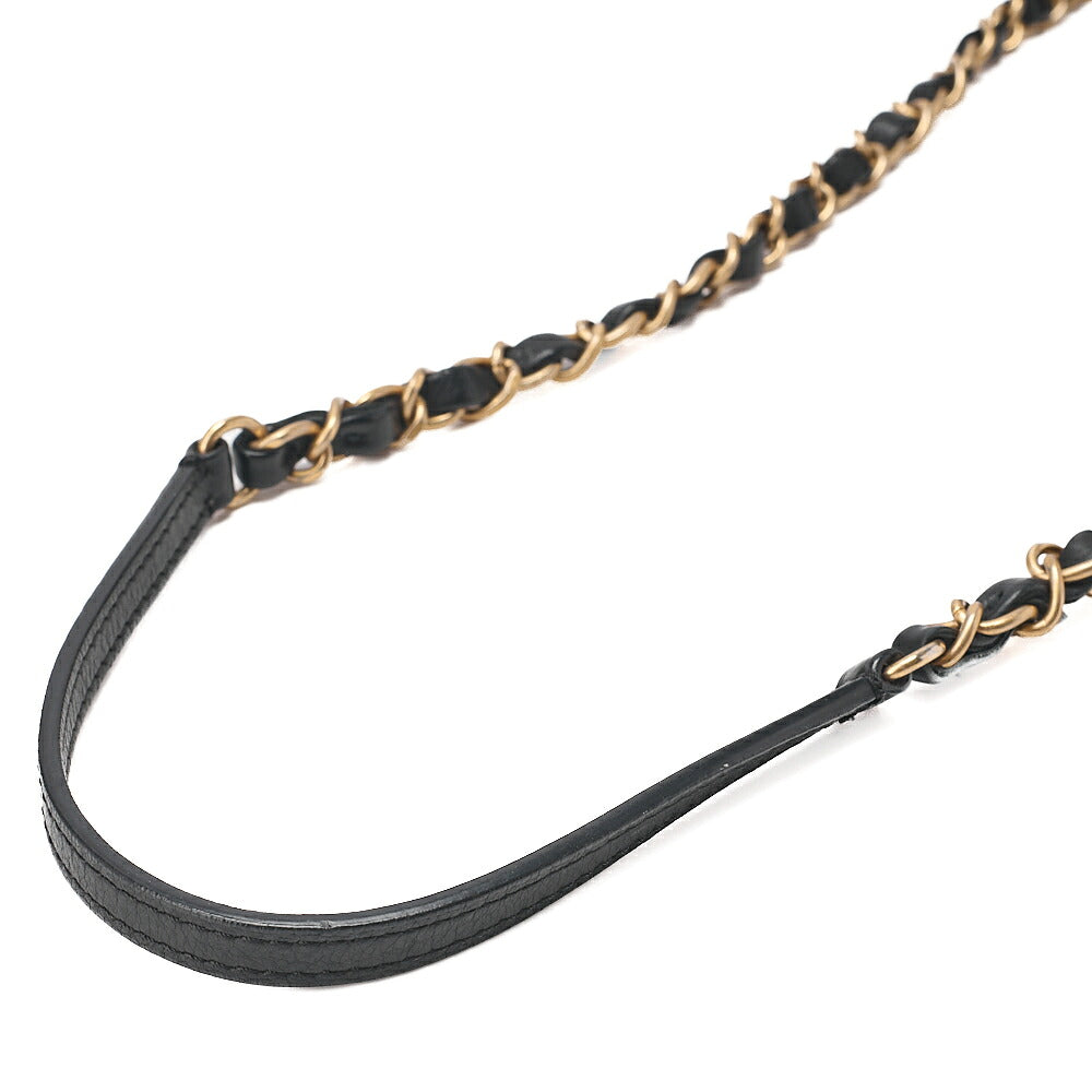 CHANEL Lambskin Matelasse 2-way Handbag Chain Shoulder Lambskin Black Gold-Tone Hardware, Pre-Owned