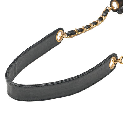 CHANEL Chain Shoulder Bag Triple Coco Lambskin Ball Charm Drawstring Black Gold-Tone Hardware, Pre-Owned