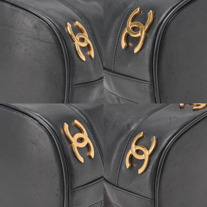 CHANEL Chain Shoulder Bag Triple Coco Lambskin Ball Charm Drawstring Black Gold-Tone Hardware, Pre-Owned