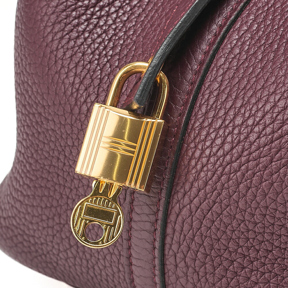 Hermes Hermes Picotan Lock MM Handbag Taurillon x Swift Havana x Orange Poppy Gold-Tone Hardware, Pre-Owned