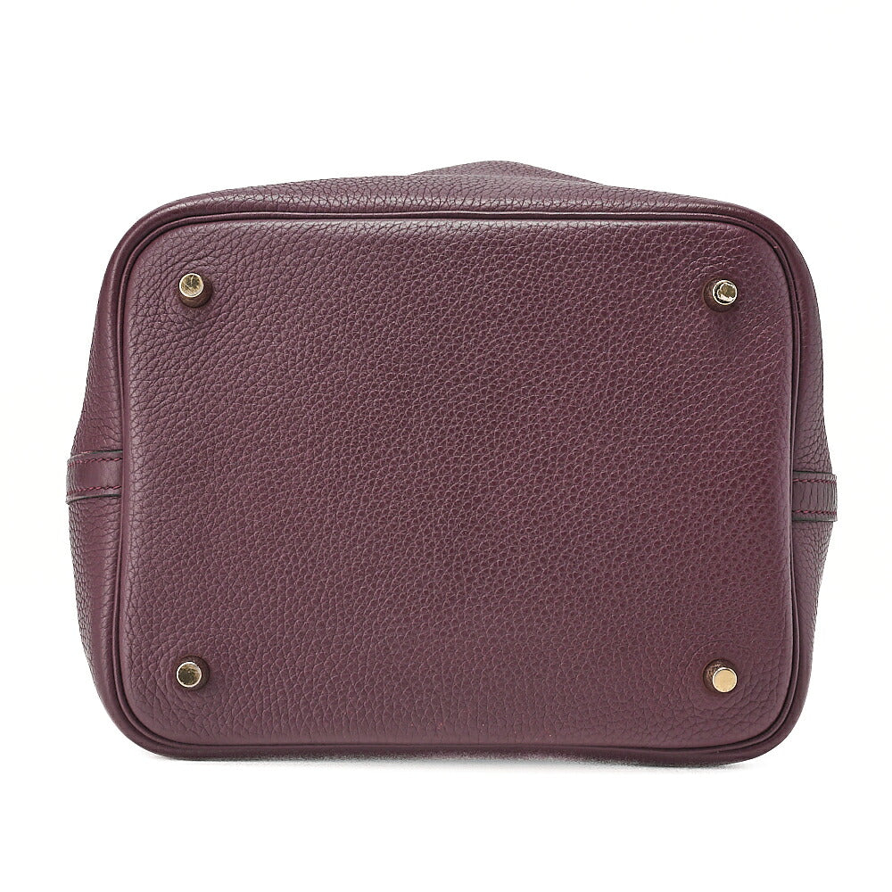 Hermes Hermes Picotan Lock MM Handbag Taurillon x Swift Havana x Orange Poppy Gold-Tone Hardware, Pre-Owned