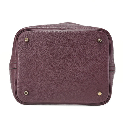 Hermes Hermes Picotan Lock MM Handbag Taurillon x Swift Havana x Orange Poppy Gold-Tone Hardware, Pre-Owned