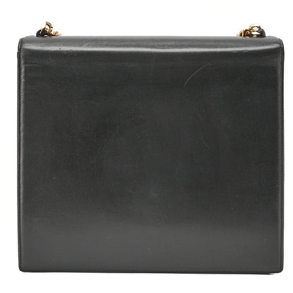 CHANEL Lambskin x Enamel Coco Mark Chain Handbag Black Gold-Tone Hardware, Pre-Owned