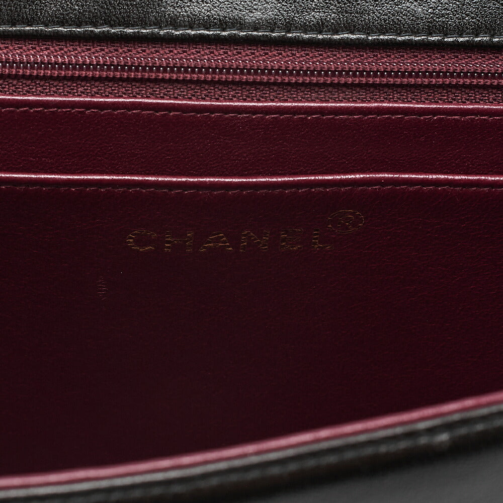 CHANEL Lambskin x Enamel Coco Mark Chain Handbag Black Gold-Tone Hardware, Pre-Owned