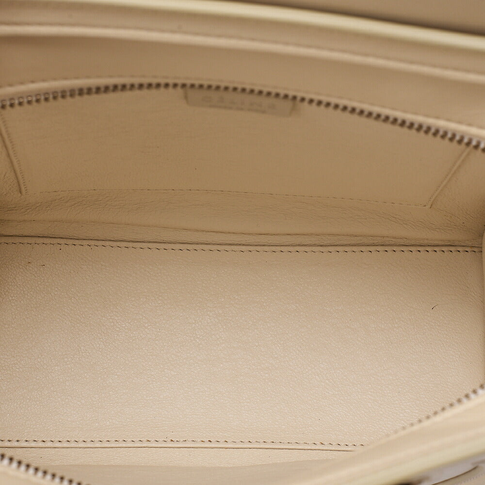 CELINE Luggage 2WAY Micro Handbag Leather Cream Gold-Tone Hardware, Pre-Owned