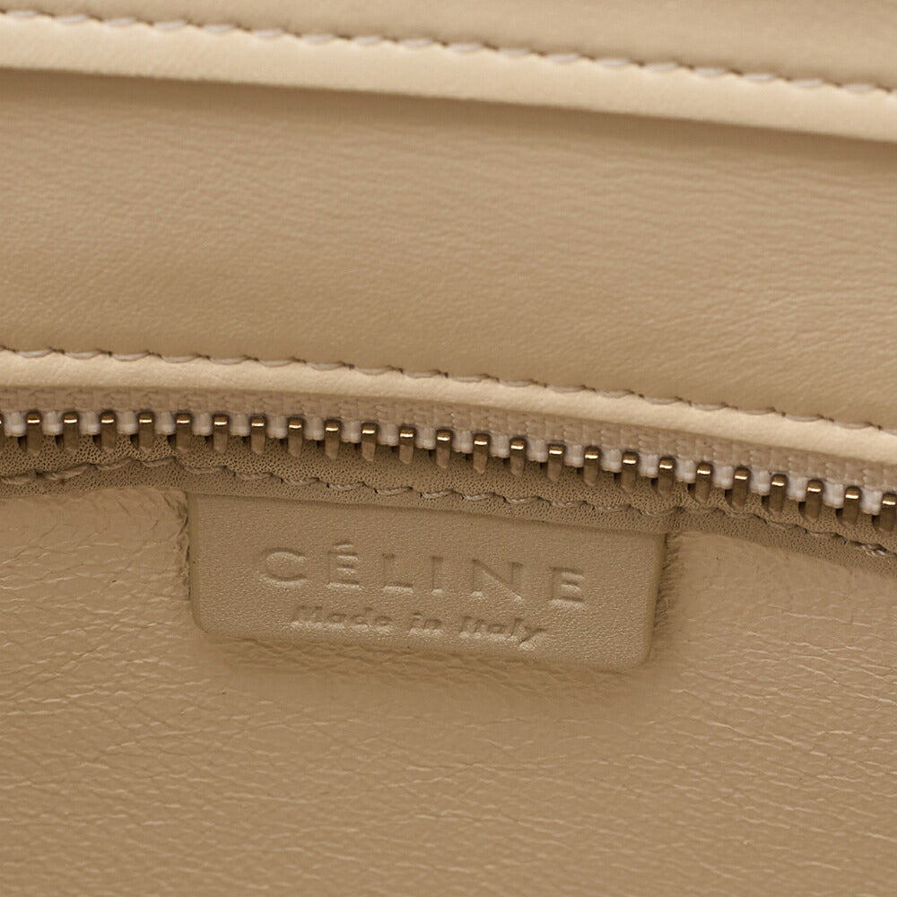 CELINE Luggage 2WAY Micro Handbag Leather Cream Gold-Tone Hardware, Pre-Owned