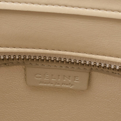 CELINE Luggage 2WAY Micro Handbag Leather Cream Gold-Tone Hardware, Pre-Owned