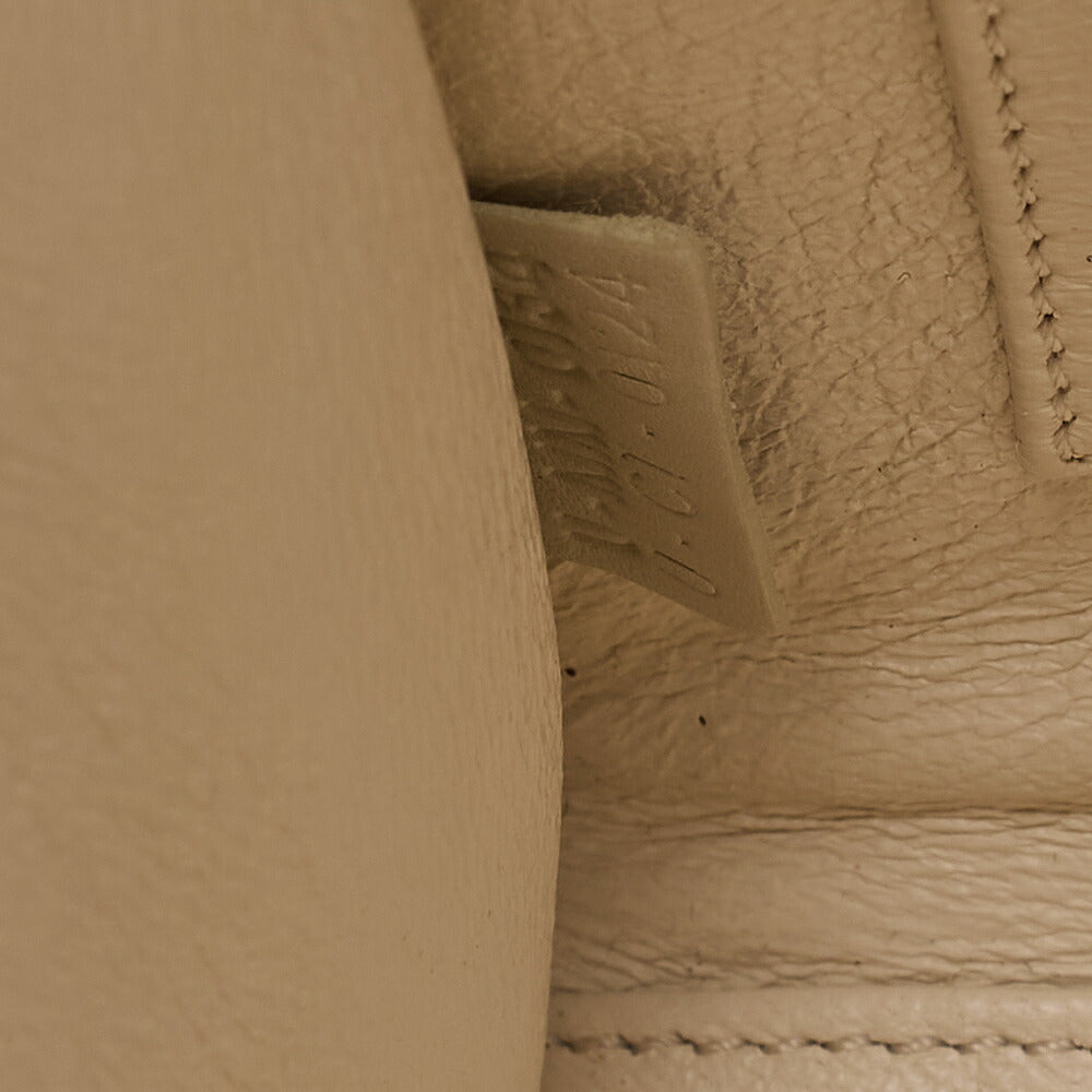 CELINE Luggage 2WAY Micro Handbag Leather Cream Gold-Tone Hardware, Pre-Owned