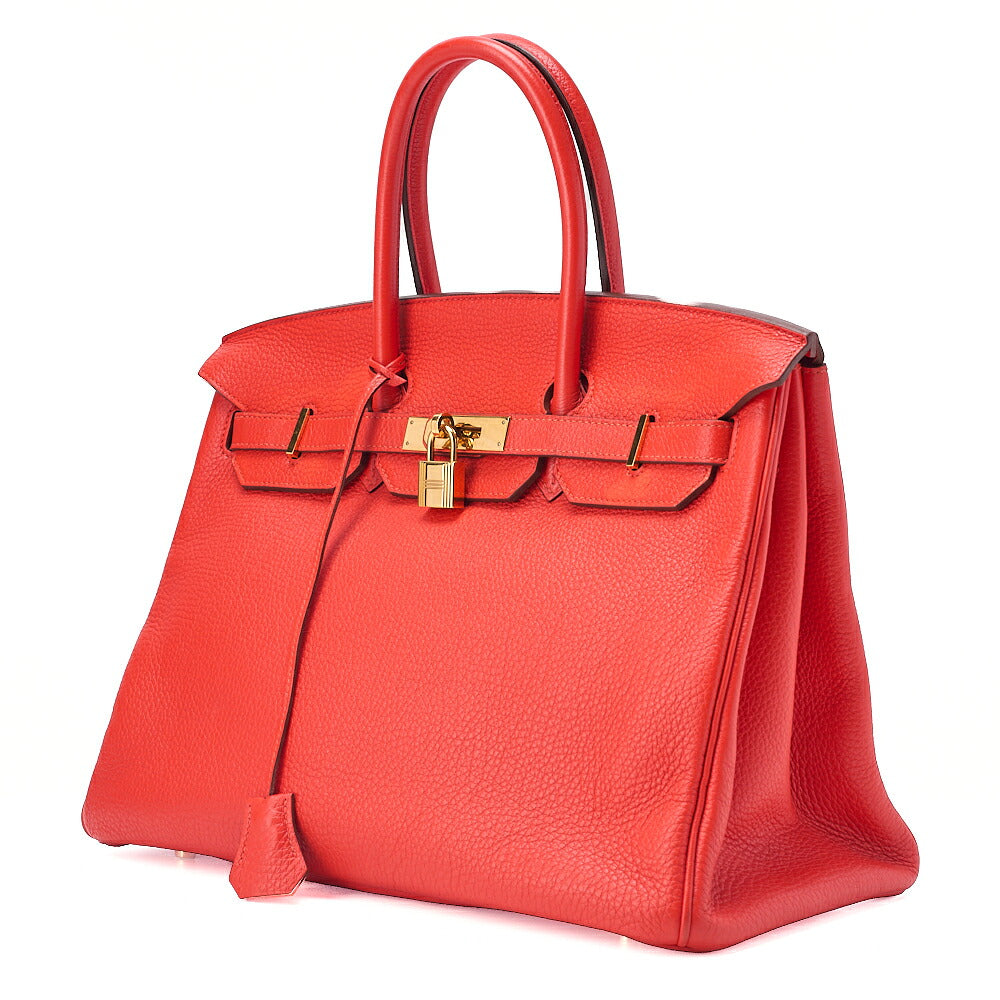 Hermes Birkin 35 Taurillon Handbag Rouge Pievoine Gold-Tone Hardware, Pre-Owned