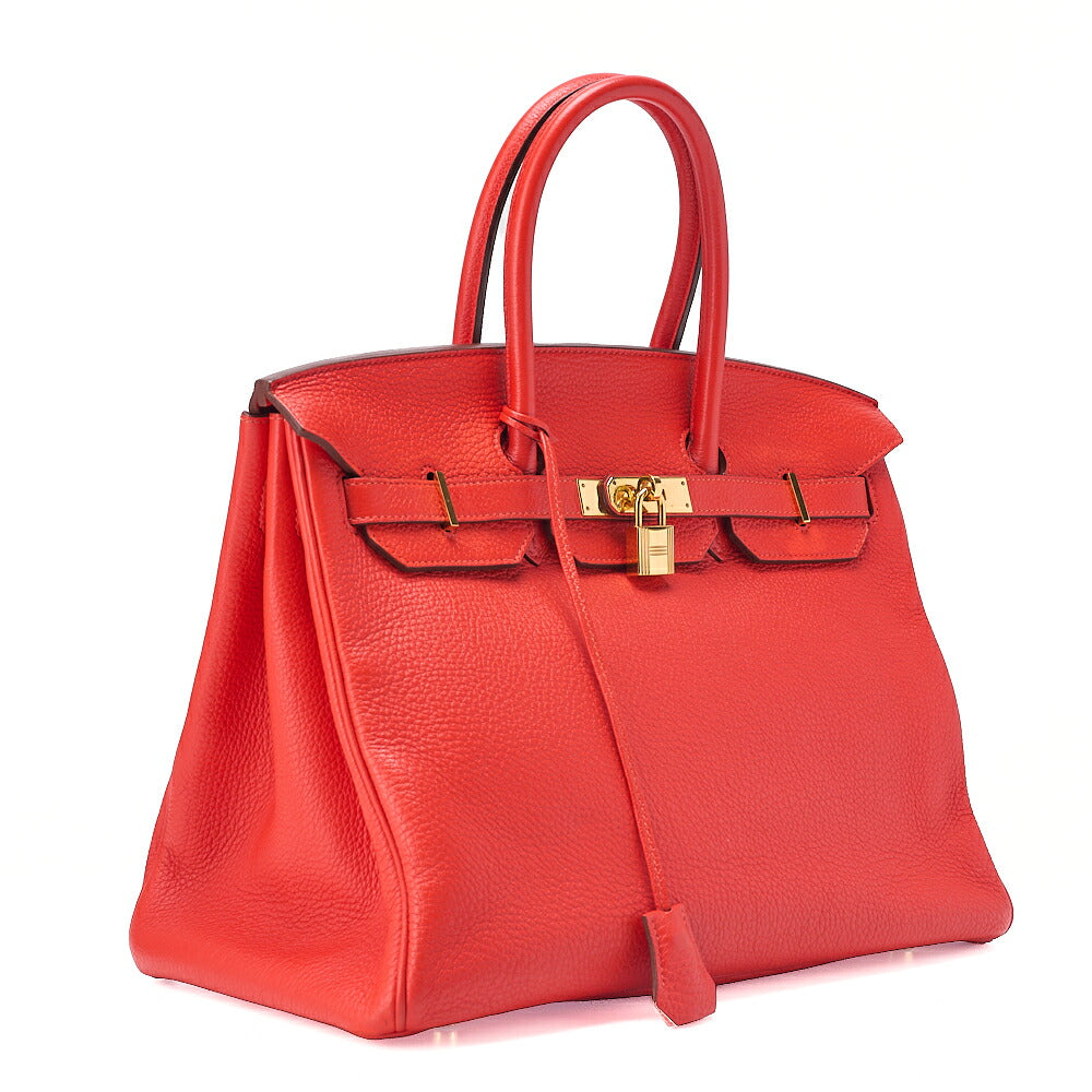 Hermes Birkin 35 Taurillon Handbag Rouge Pievoine Gold-Tone Hardware, Pre-Owned