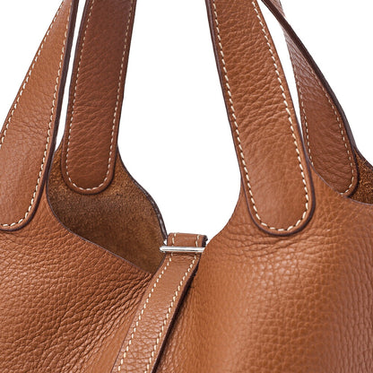 Hermes Hermes Picotan PM Handbag Taurillon Clemence Gold Silver-Tone Hardware, Pre-Owned