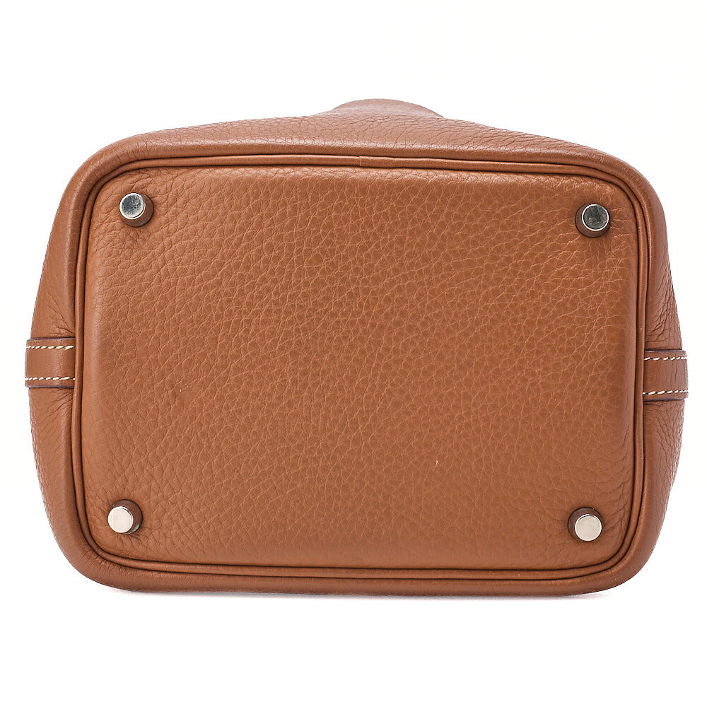 Hermes Hermes Picotan PM Handbag Taurillon Clemence Gold Silver-Tone Hardware, Pre-Owned