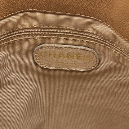 CHANEL Caviar Skin DekaCoco Tortoiseshell Pattern Plastic Chain Tote Bag Beige Black-Tone Hardware, Pre-Owned