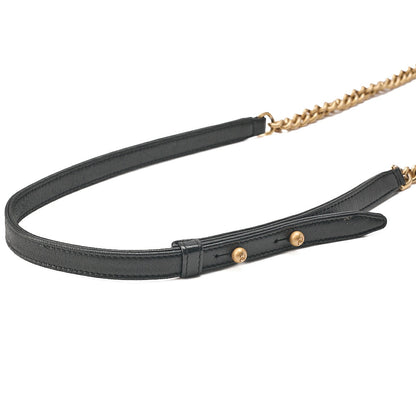 CHANEL Calfskin Matelasse Turn Lock 2-Way Chain Shoulder Black Gold-Tone Hardware, Pre-Owned