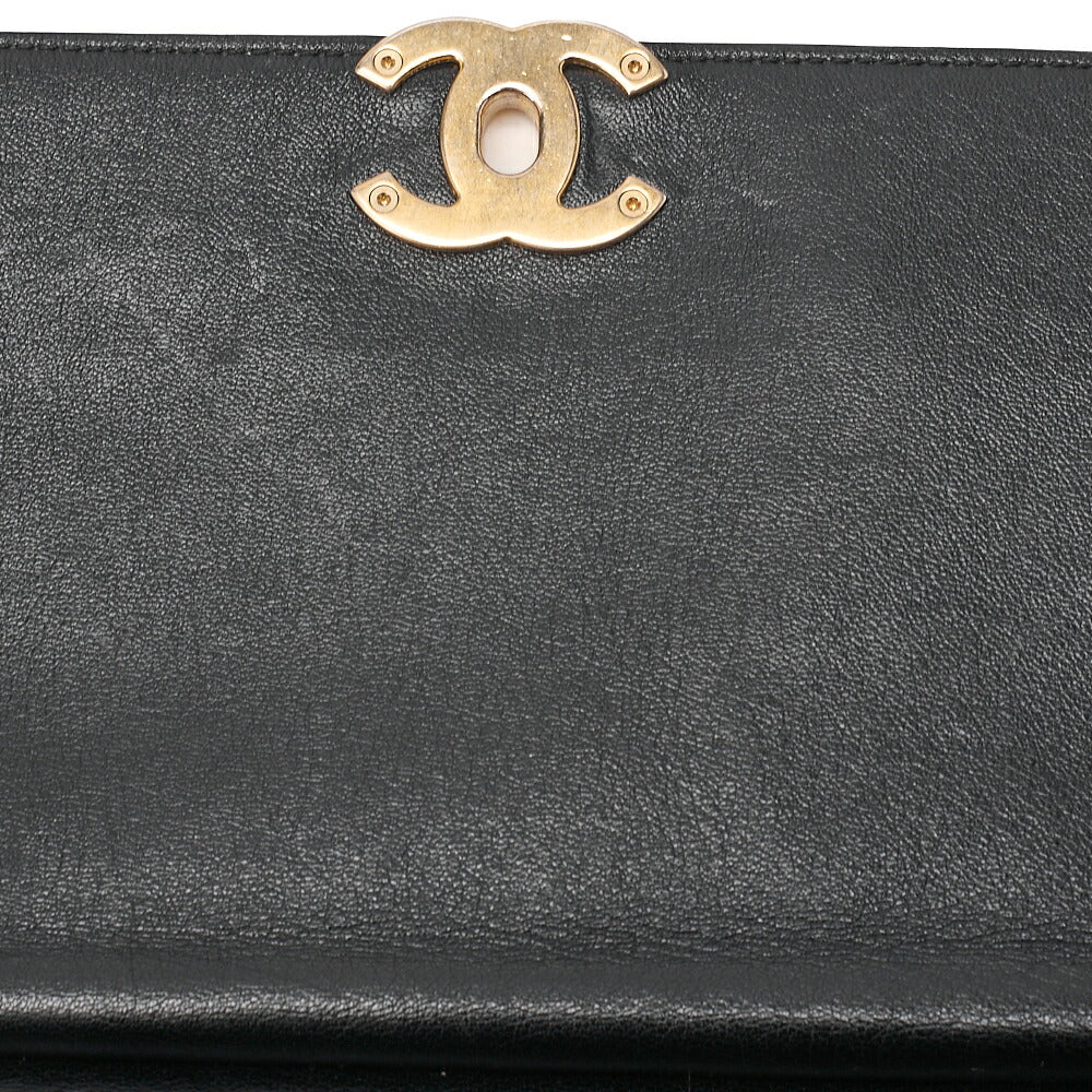 CHANEL Calfskin Matelasse Turn Lock 2-Way Chain Shoulder Black Gold-Tone Hardware, Pre-Owned