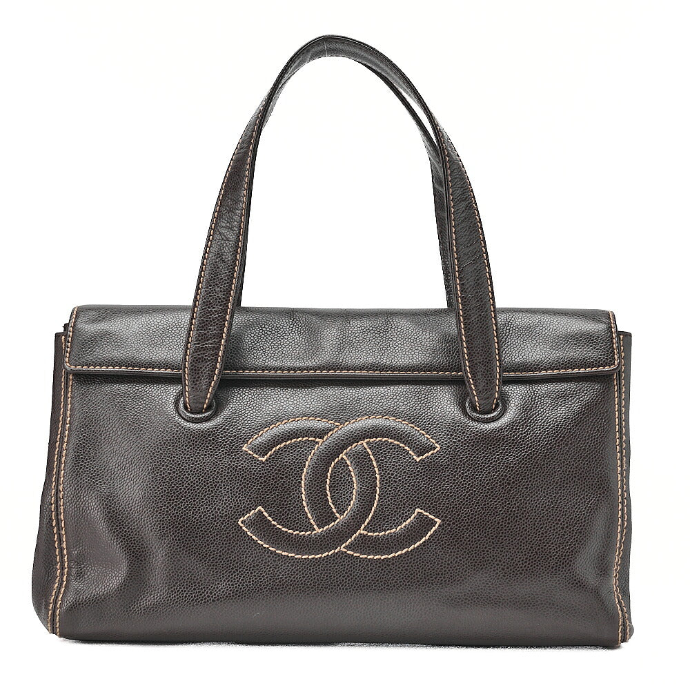 CHANEL Caviar Skin Dekacoco Wild Stitch Tote Bag Brown Gold-Tone Hardware, Pre-Owned