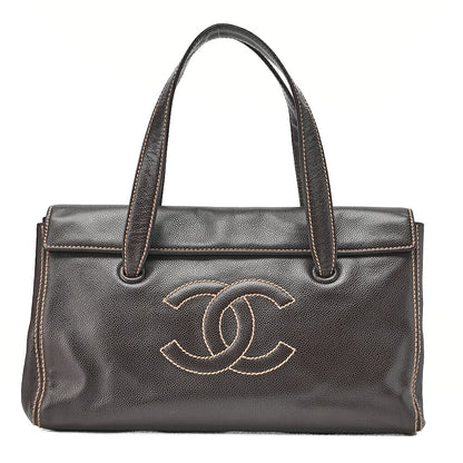 CHANEL Caviar Skin Dekacoco Wild Stitch Tote Bag Brown Gold-Tone Hardware, Pre-Owned