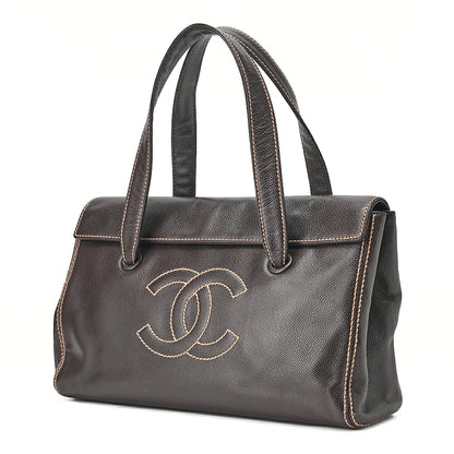 CHANEL Caviar Skin Dekacoco Wild Stitch Tote Bag Brown Gold-Tone Hardware, Pre-Owned