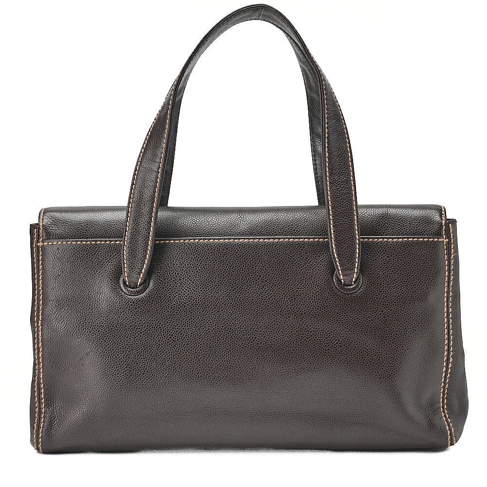 CHANEL Caviar Skin Dekacoco Wild Stitch Tote Bag Brown Gold-Tone Hardware, Pre-Owned