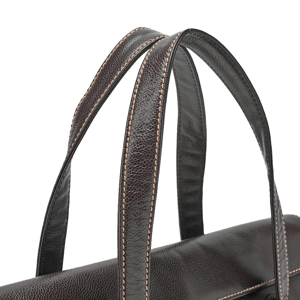 CHANEL Caviar Skin Dekacoco Wild Stitch Tote Bag Brown Gold-Tone Hardware, Pre-Owned