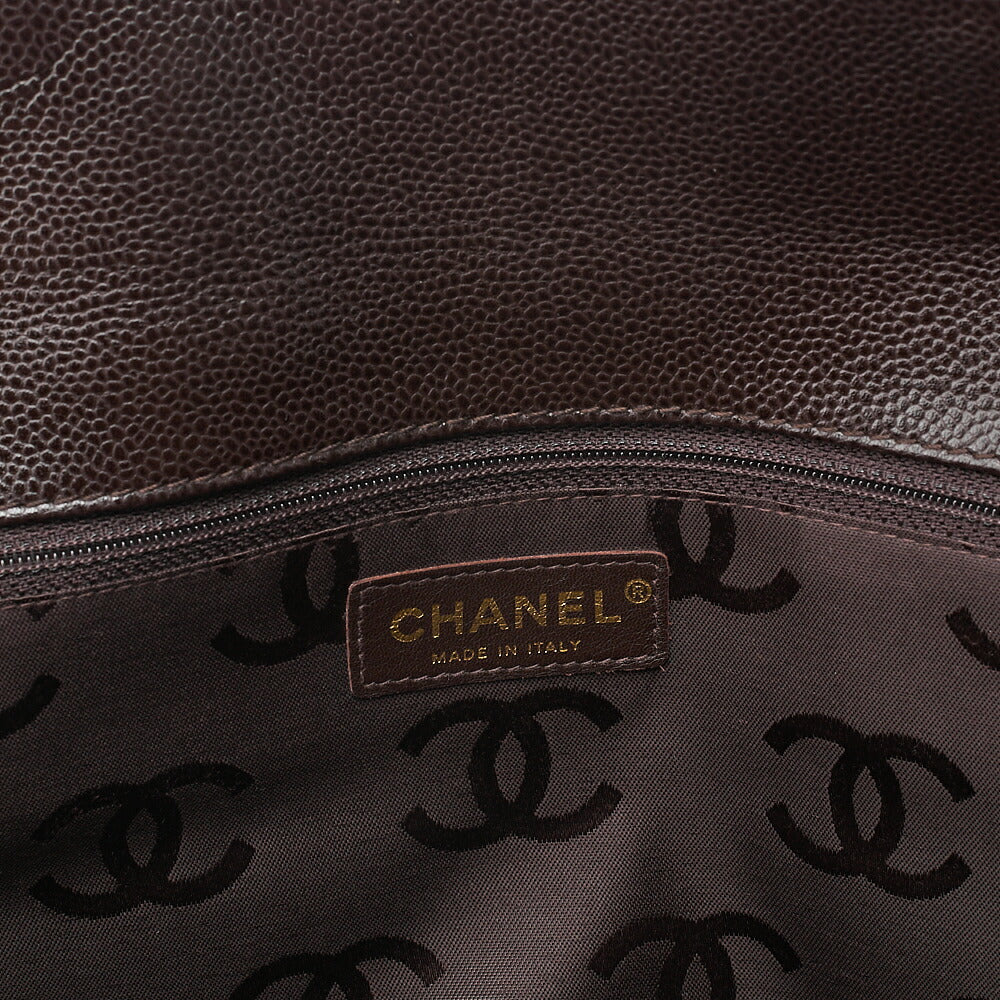 CHANEL Caviar Skin Dekacoco Wild Stitch Tote Bag Brown Gold-Tone Hardware, Pre-Owned