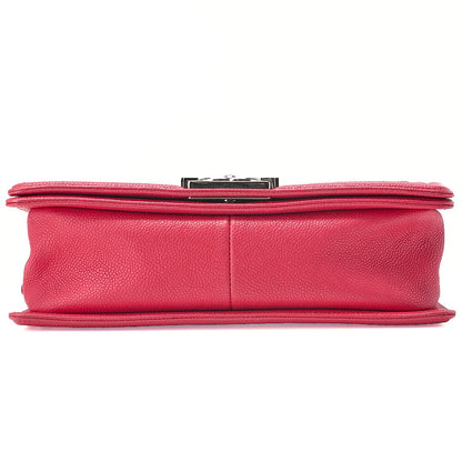 CHANEL Boy Chanel Matelasse Chain Shoulder Caviar Skin Rose Pink (Silver -Tone Hardware, Pre-Owned