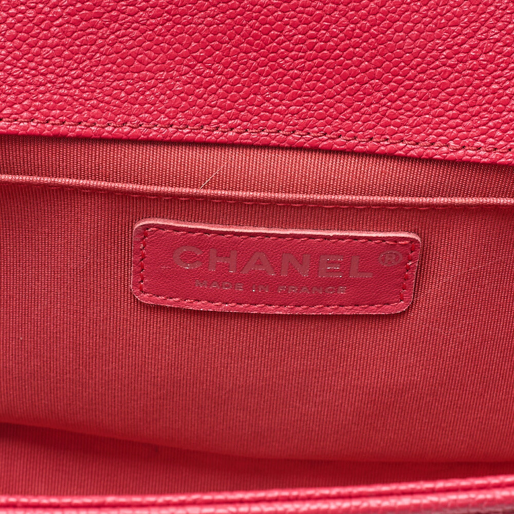 CHANEL Boy Chanel Matelasse Chain Shoulder Caviar Skin Rose Pink (Silver -Tone Hardware, Pre-Owned