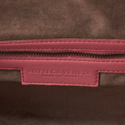 BOTTEGA VENETA Bottega Lambskin Intrecciato Boston Handbag Pink Gold-Tone Hardware, Pre-Owned