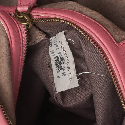 BOTTEGA VENETA Bottega Lambskin Intrecciato Boston Handbag Pink Gold-Tone Hardware, Pre-Owned