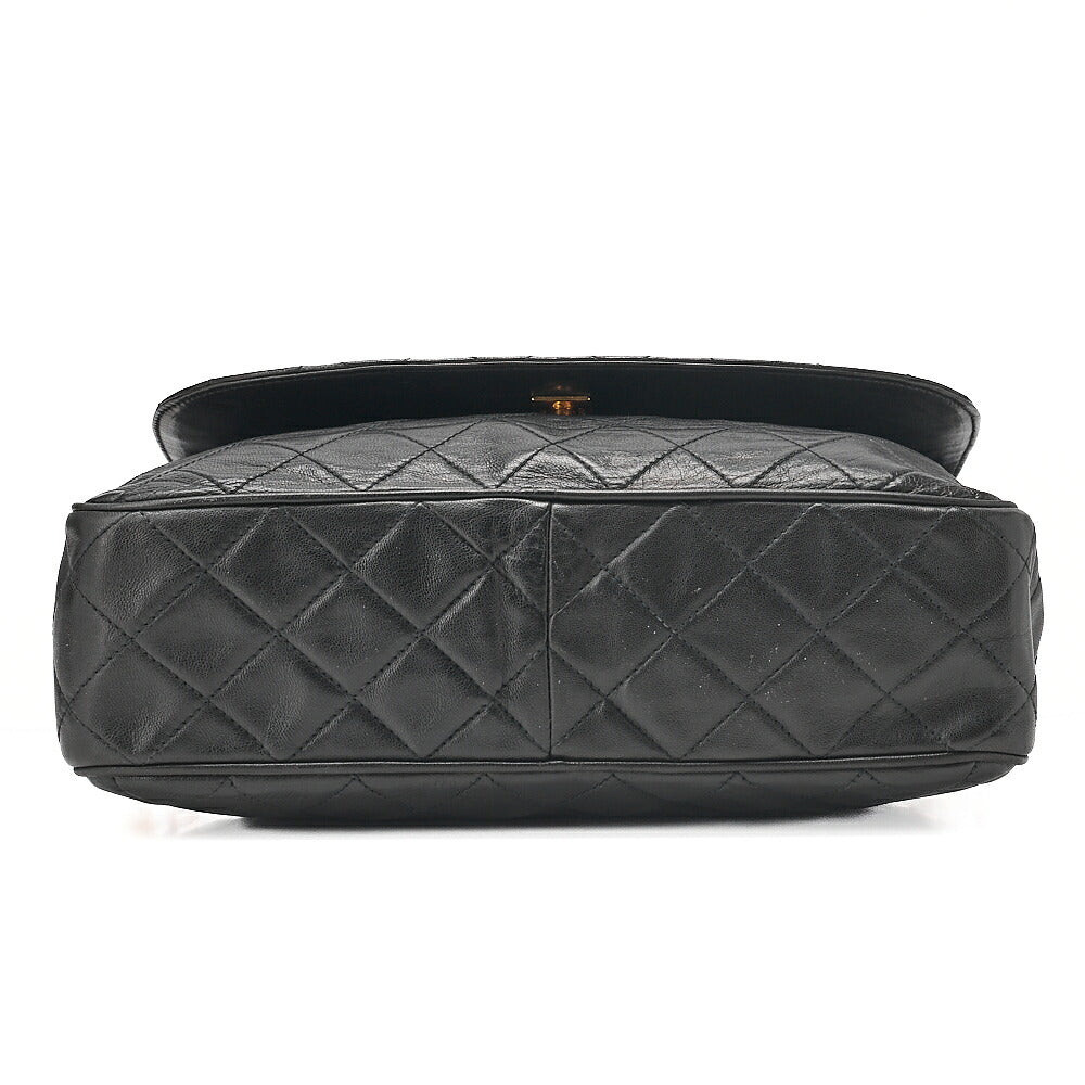 CHANEL Lambskin Matelasse Round Flap Coco Mark Bijou Chain Shoulder Black Gold-Tone Hardware, Pre-Owned