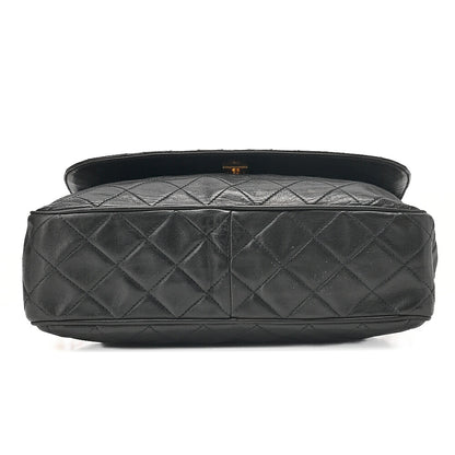 CHANEL Lambskin Matelasse Round Flap Coco Mark Bijou Chain Shoulder Black Gold-Tone Hardware, Pre-Owned