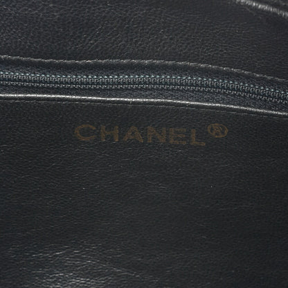 CHANEL Lambskin Matelasse Round Flap Coco Mark Bijou Chain Shoulder Black Gold-Tone Hardware, Pre-Owned