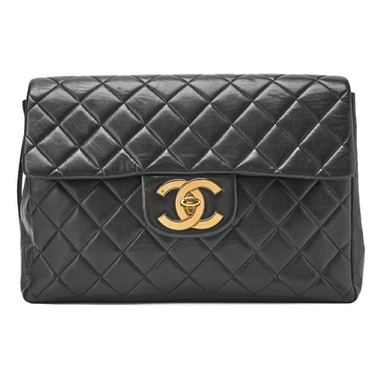 CHANEL Lambskin Matelasse Dekacoco Turn Lock Chain Backpack Black Gold-Tone Hardware, Pre-Owned