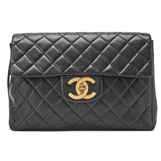 CHANEL Lambskin Matelasse Dekacoco Turn Lock Chain Backpack Black Gold-Tone Hardware, Pre-Owned